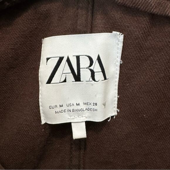 🍁 Zara Blogger Favorite Carpenter Wide Straight Leg Raw Hem Denim Overall Medium - Picture 9 of 15